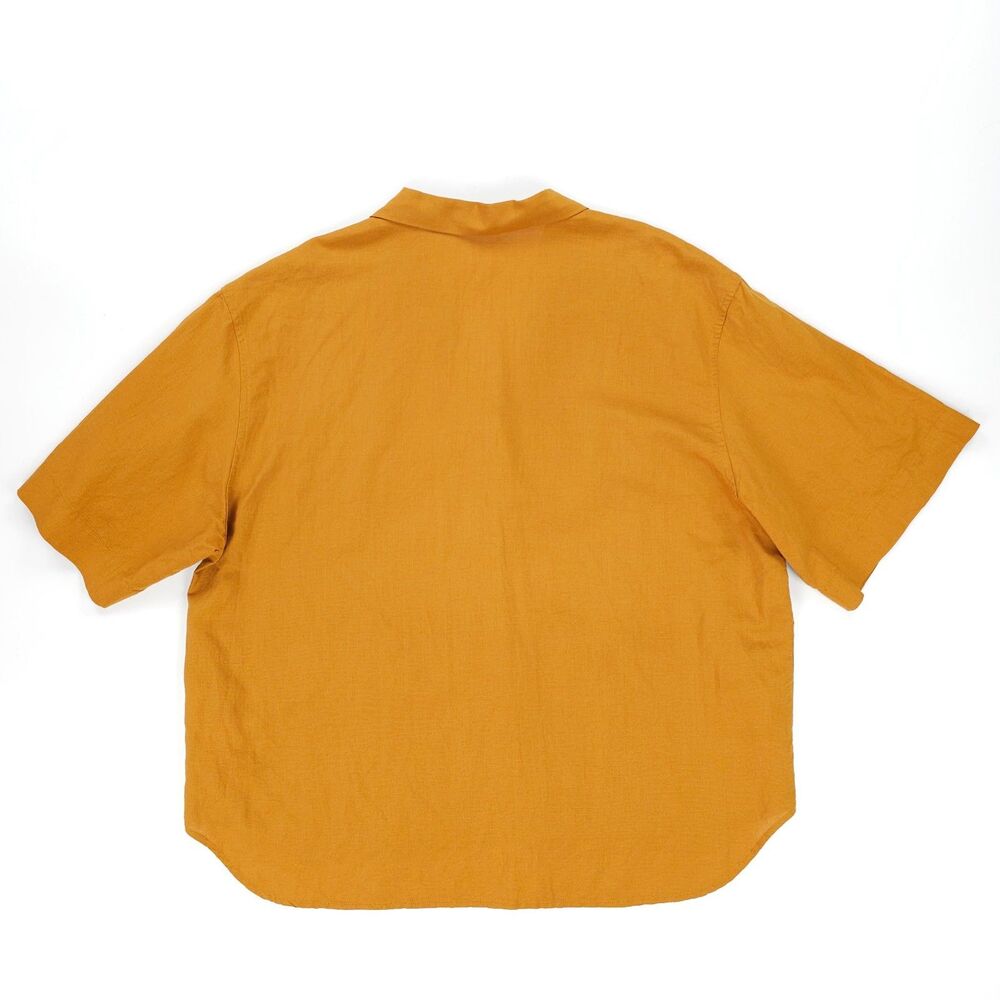 NEW Uniqlo Linen Open Collar Short-Sleeve Shirt Minimal Lagenlook Boho VSCO Boxy - Picture 5 of 7
